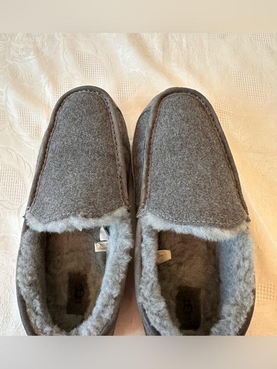 UGG Ascot Wool Shearling Lined Moccasin Slippers Loafers Gray Grey Men\'s 13 main image 4